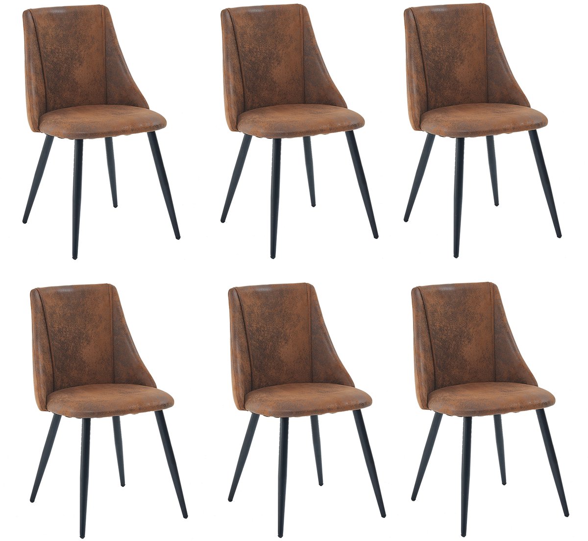 MEUBLE COSY Meubles Cosy Set van 6 eetkamerstoelen - vintage retro suédine - Bruin