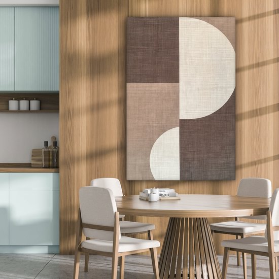 Tableau sur toile 80x120 cm - Décoration murale exclusive Grille - Demi-cercles - Contraste - Décoration murale salon - Décoration chambre - Accessoires chambre - Peintures sur toile