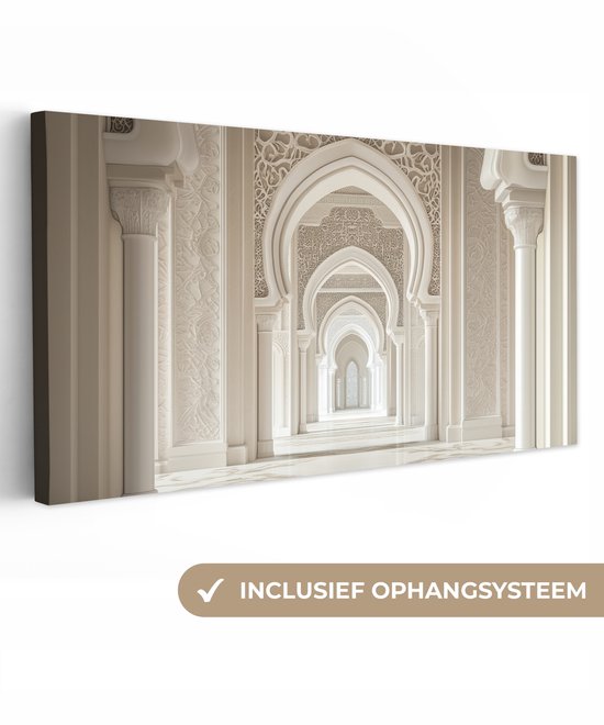 Canvas schilderij 100x50 cm - Exclusieve wanddecoratie Moskee - Architectuur - Ramadan - Islamitische - Muurdecoratie woonkamer - Slaapkamer decoratie - Kamer accessoires - Schilderijen op canvas