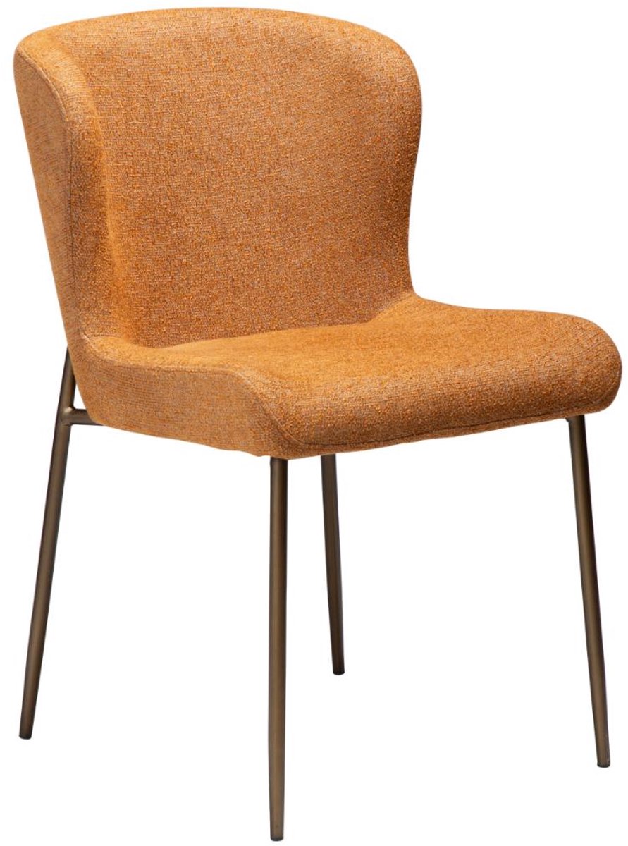 Glam Dan-Form eetkamerstoel bouclé verbrande oranje.