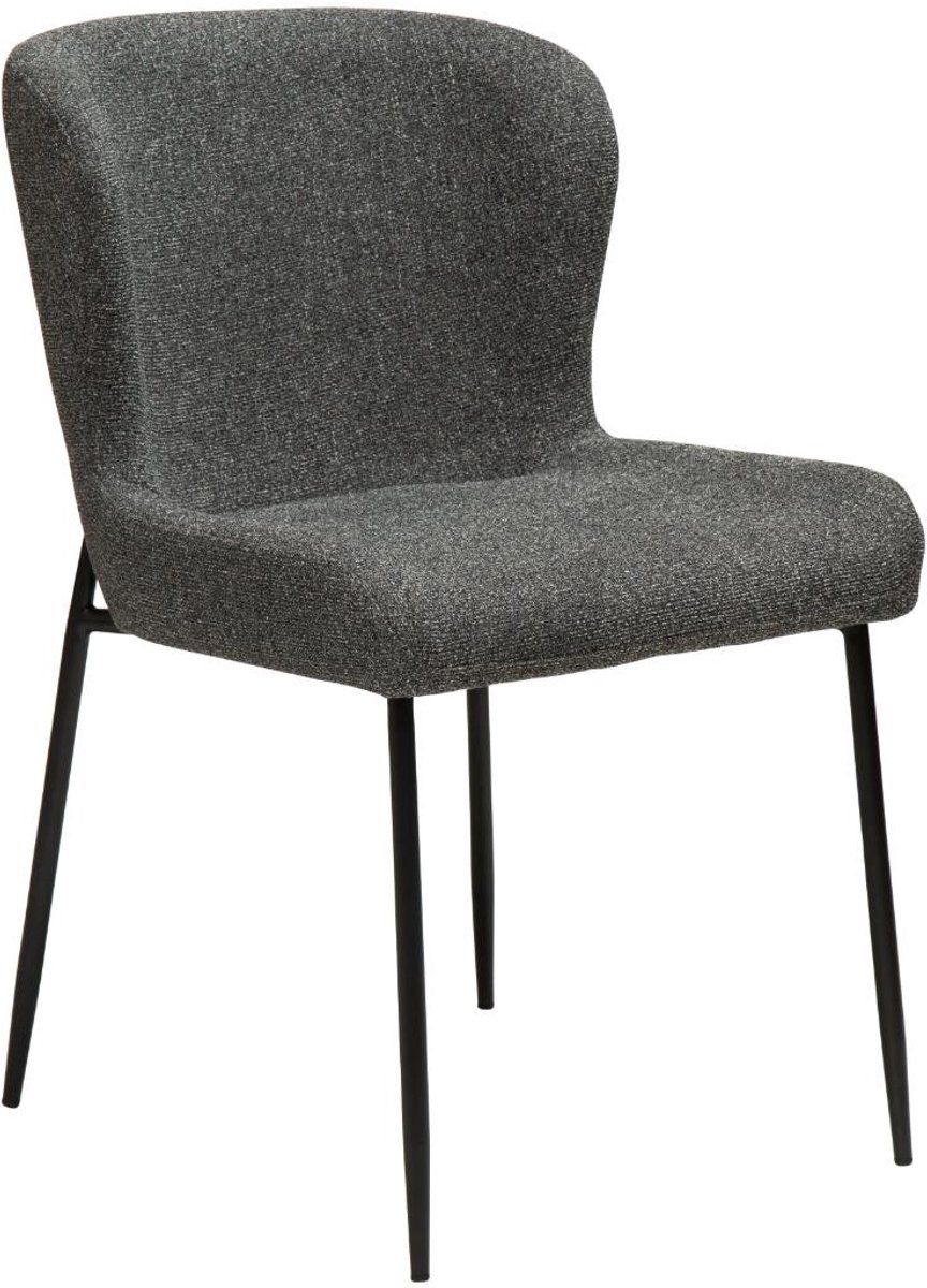 Glam Dan-Form eetkamerstoel bouclé donkergrijs.