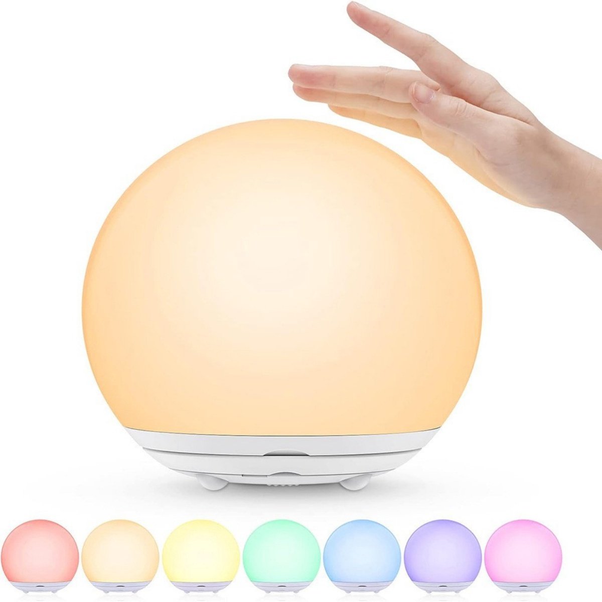 EXCITAT Nachtlampje voor kinderen - USB-oplaadbare babyverzorgingslamp - Touch-bedlamp - Dimbaar warm licht en 7 kleuren - Touch- en schakelbediening - Babytimer - Geschikt voor kinderkamers, kamperen en cadeaus - Wit