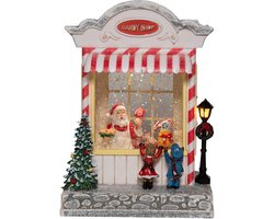 Anna's Collection Snowglobe speelgoedwinkel - met kerstman - 22 cm - sneeuwbol lantaarn