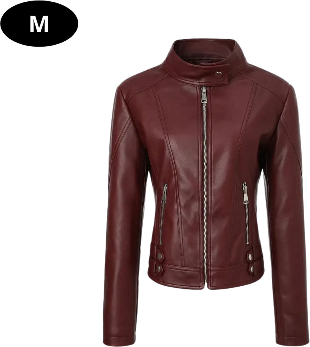 Nivard Kunst Leren Jas Leather Jacket Lederen Jas Bomberjack Pilotenjack Blazer Biker Motorjas Motormuis Dames Rood