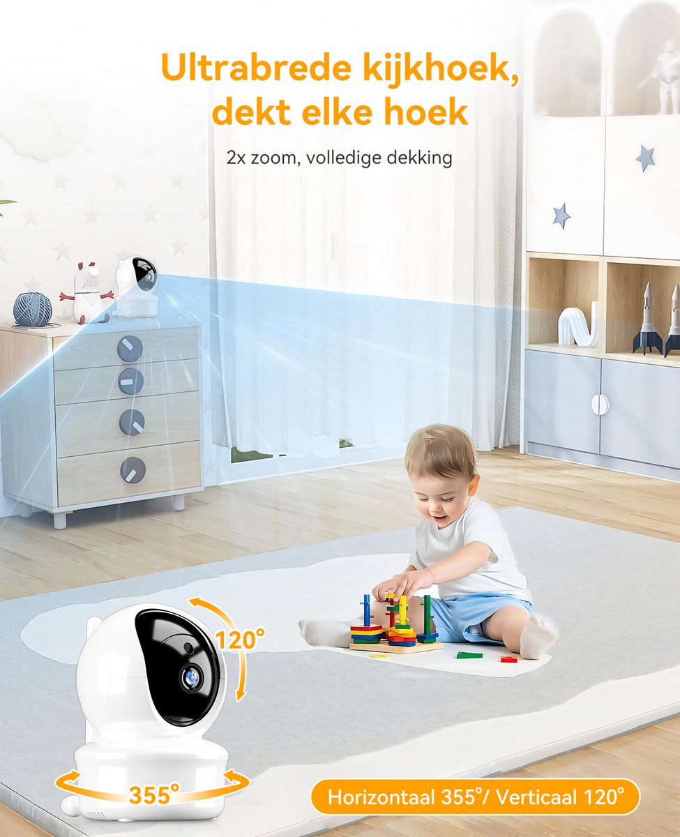 Sytifro Babyfoon 2 Camera - Privé FHSS, VOX-modus, geen WiFi thumbnail 5
