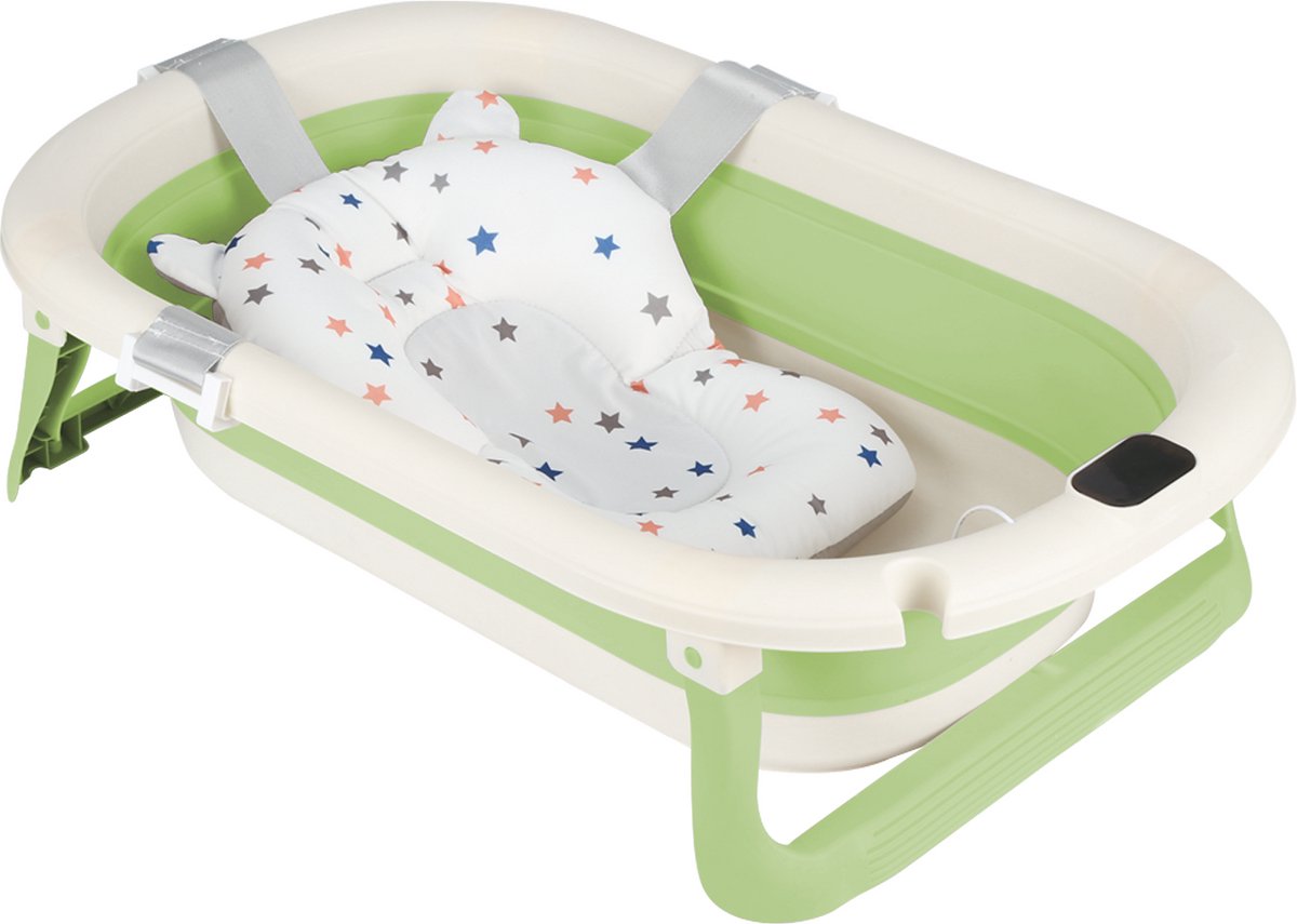 PIPIPOXER Babybadje - Inklapbaar bad - Bad Baby -Met badkussen -Groen