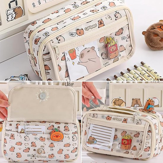 Capybara Large Capacity Pencil Case for Office School Teen Girl Boy, Brown kopen vanaf een prijs van 4.1