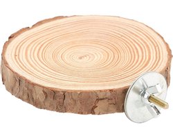Allecto Plus - Ronde zitstok platform voor vogels houten standaard set met vogelspeelgoed voor papegaaien - klimspeelgoed voor vogels - training en klimmen.