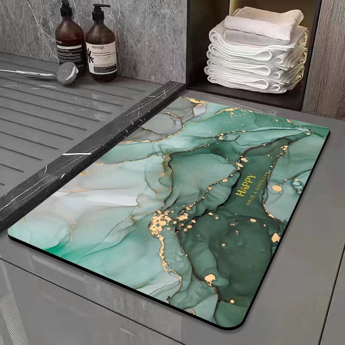 Badmat 40 x 60 cm, antislip badmat, superabsorberend, snel drogend, badmat voor badkamerdeur, woonkamer, wasbaar, badkameraccessoire, turquoise