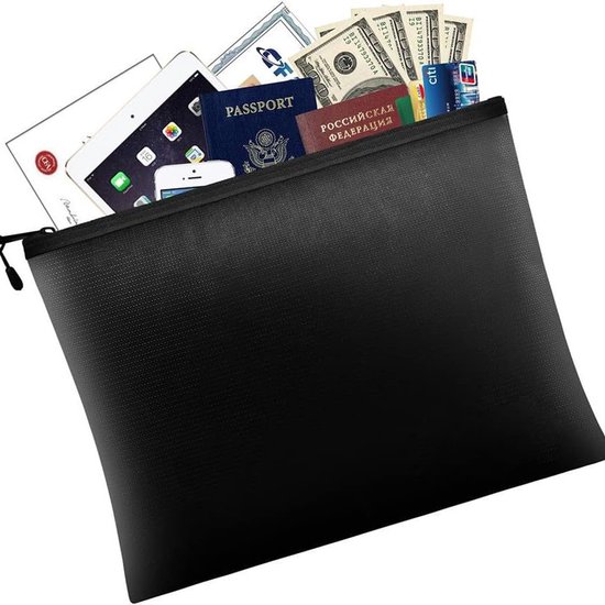Sac à documents ignifuge - Sac à billets zippé ignifuge et imperméable - Sacs à documents ignifuges - 13,4 x 9,4 pouces, porte-monnaie étanche et ignifuge avec fermeture éclair - Sac de rangement sécurisé ignifuge