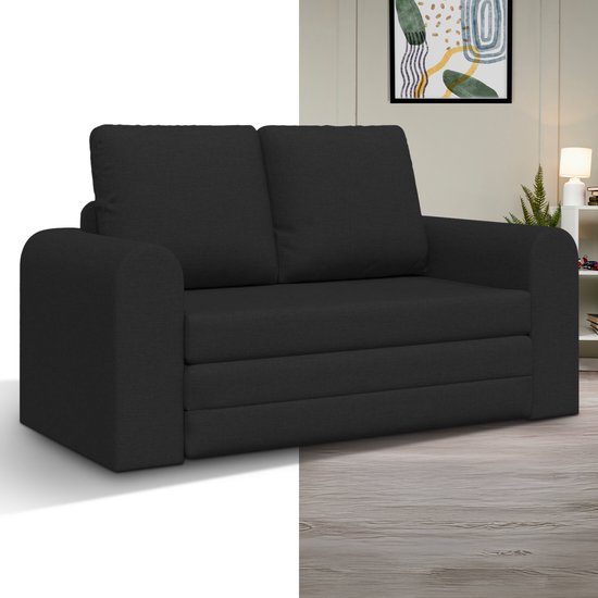 Foto: Slaapbank uitklapbaar slaapstoel logeerbed zetelbed slaapfauteuil vouwbed 2 persoons zeer comfortabel zwart