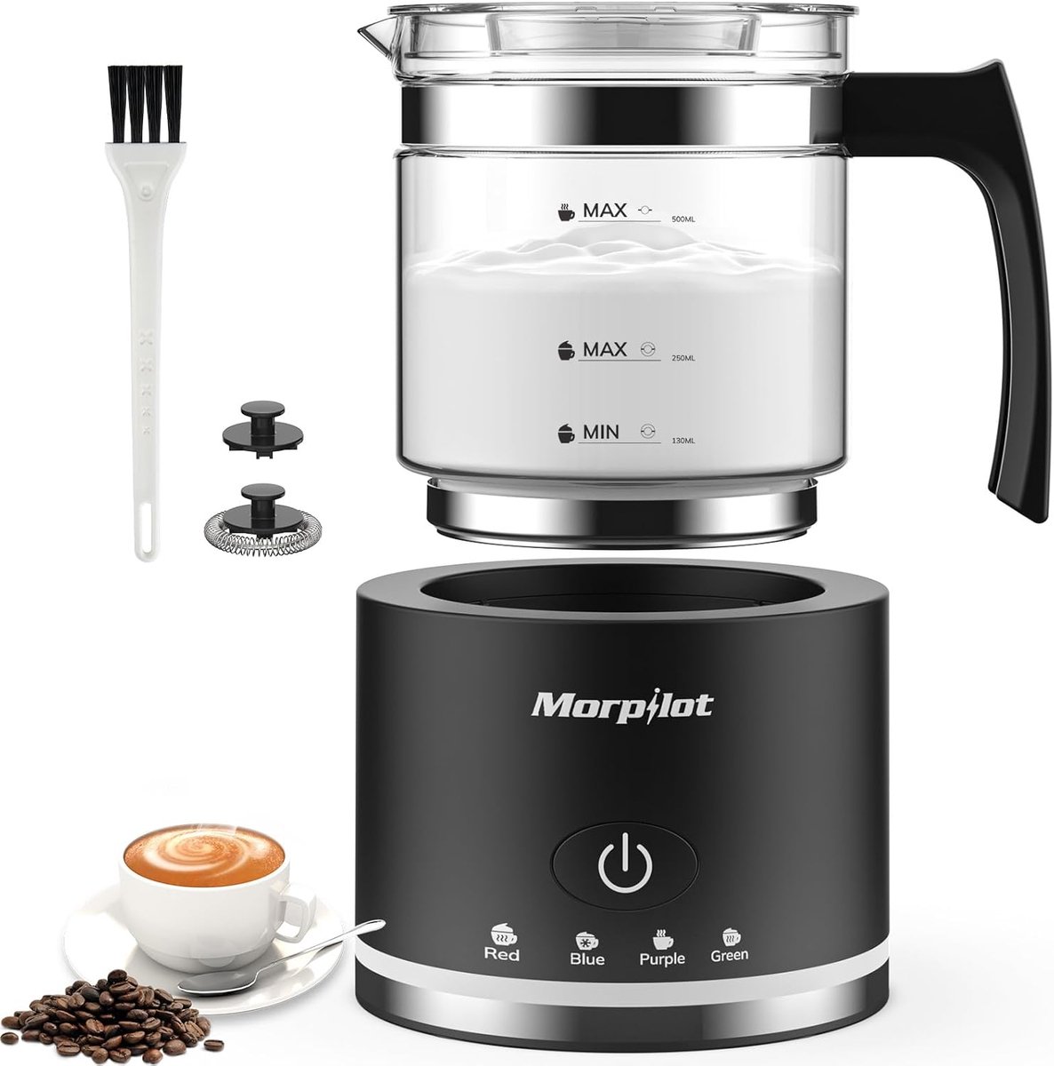 Elektrische melkopschuimer 500 ml - 4-in-1 Functies voor Warm en Koud Melkschuim