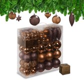 kerstballen - set van 110 - met slinger - plastic - onbreekbaar - bruin