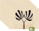 Napperons - 6 pièces - 45 x 30 cm - Sets de table en plastique - Motif feuilles - Rayures - Stengel - Beige - Dessous de Assiettes - Décoration de table - Accessoires de décoration de table de Cuisine - Dessous de plat en Vinyl - Décoration de table