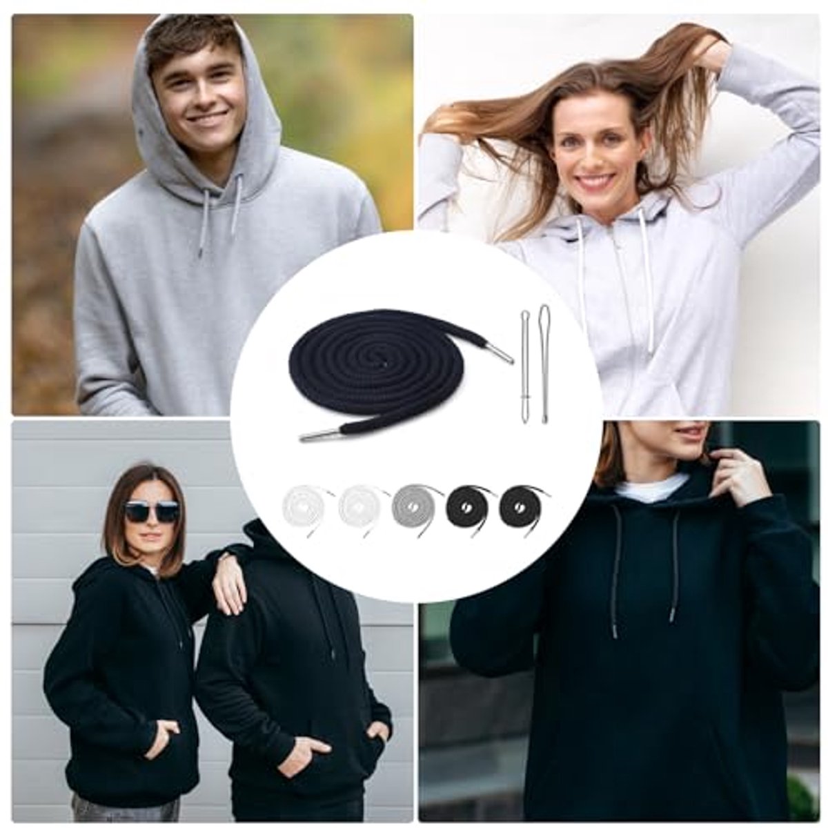 Koord voor sweatshirts en joggingbroeken - 140 cm katoenen koord met