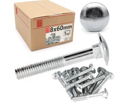 LUN FIX - Slotbouten M8x60mm verzinkt paddenstoelkop DIN 603 - 1kg