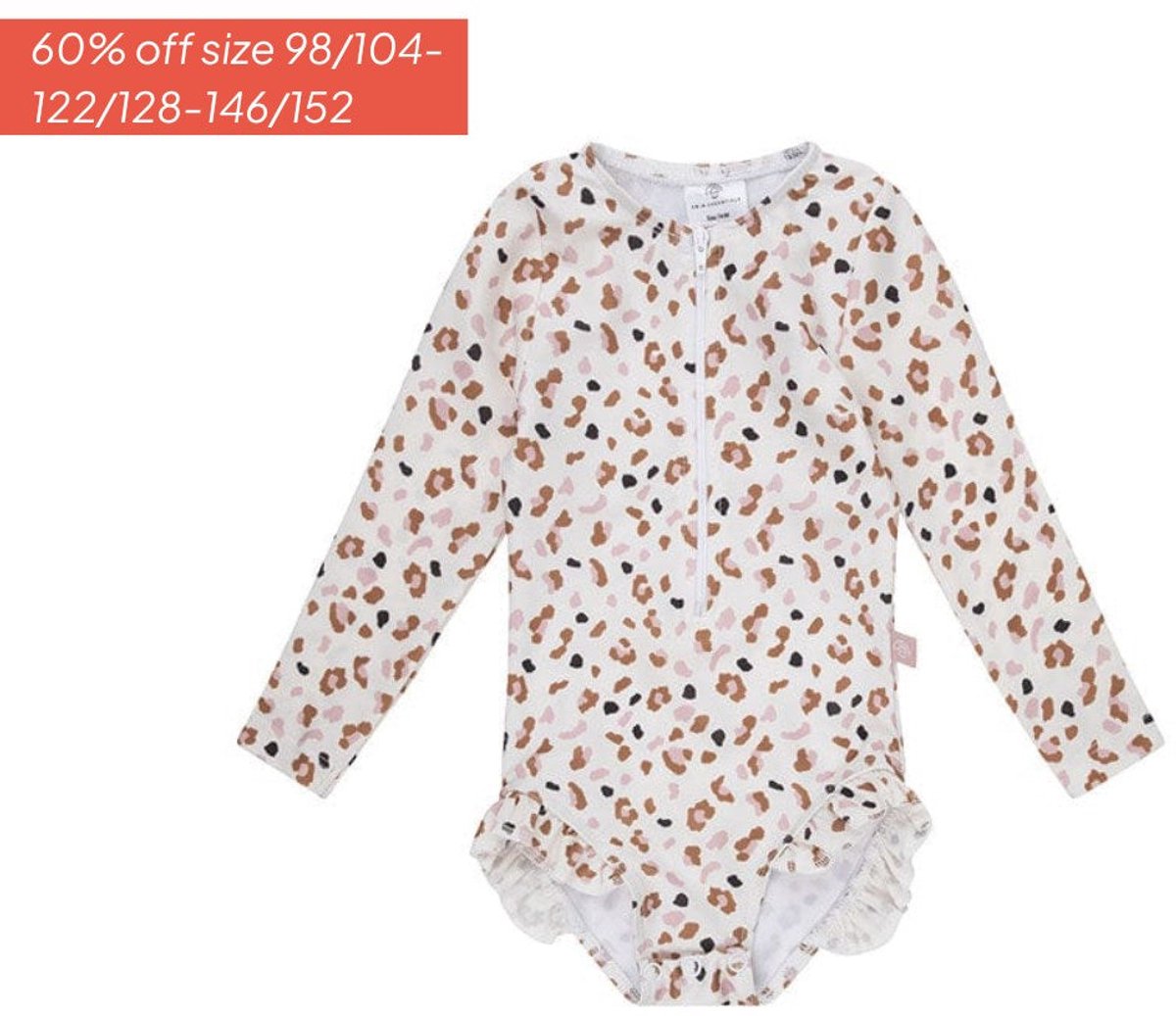 Swim Essentials UV Badpak Meisjes Met Lange Mouwen - Kaki - Leopard — afbeelding 2