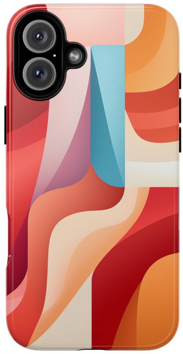 Abstracte Kleurrijke Gebogen Vormen – Telefoonhoesje Geschikt voor iPhone 16 Plus