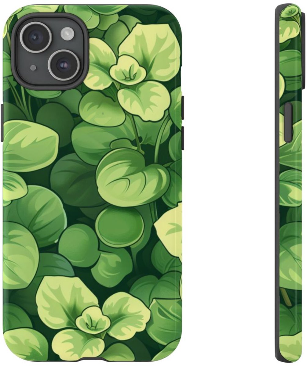 Groen Microgroentenpatroon – Telefoonhoesje Geschikt voor iPhone 15 Plus