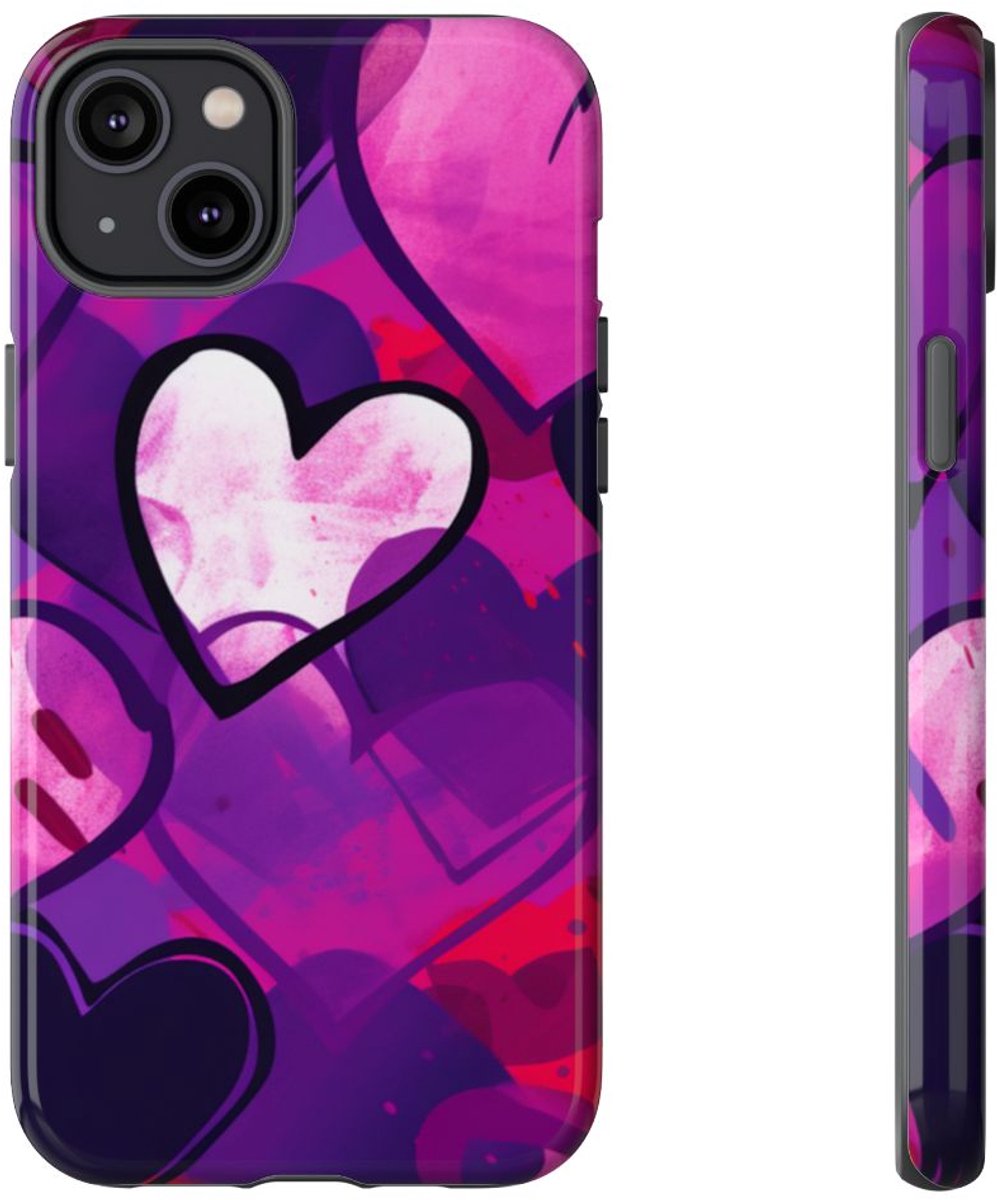 Levendig Popart Hartjespatroon – Telefoonhoesje Geschikt voor iPhone 14 Plus