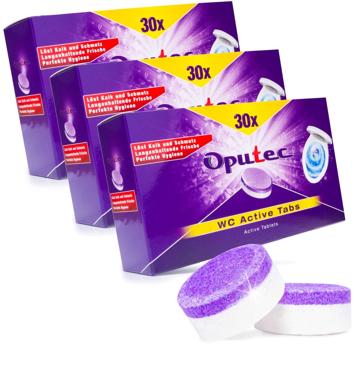 Oputec 90x WC Active Tabs – toiletreiniger tabletten – kalk & urinsteen verwijderaar
