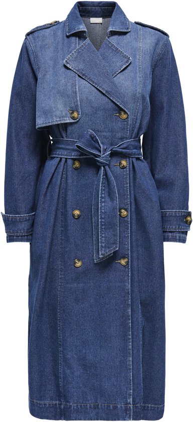 Jacqueline de Yong Jas Jdykatrine Ls Belt Trenchcoat Dnm 15355401 Dark Blue Denim Dames Maat - L