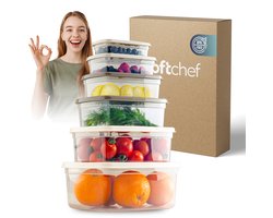 Soft Chef Easy Box 12 delige rechthoekige voedselbewaarset BPA vrij stapelbaar luchtdicht kunststof bewaardozen (2 x 6 delige sets)