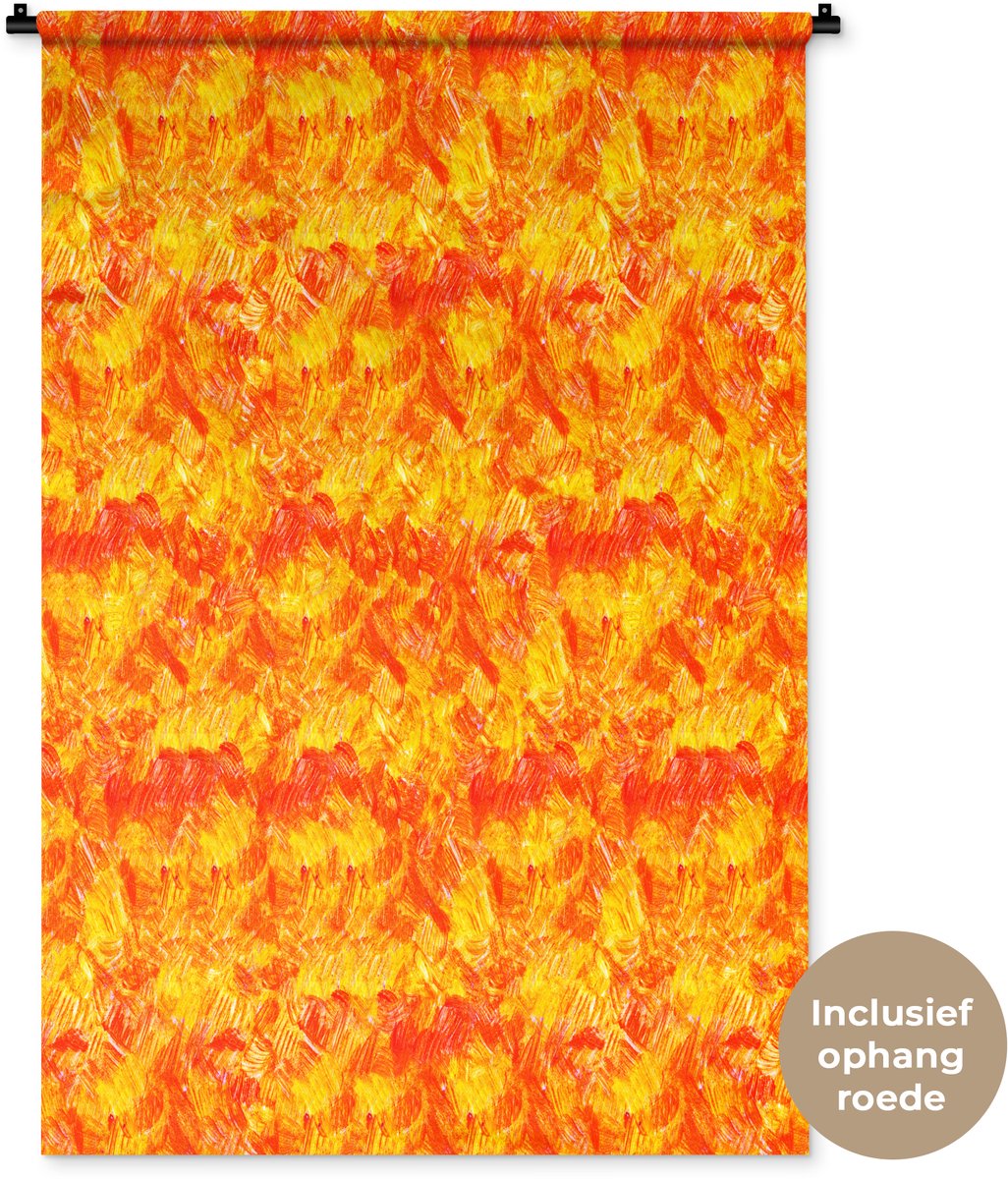 Wandkleed 90x135 cm - Wanddoek Verf - Oranje - Geel - Wandtapijt - Wandkleden