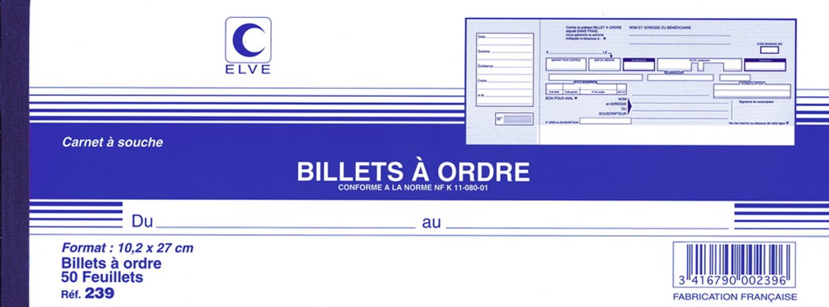 Orderboekje 'Wisselorders', 102 x 270 mm