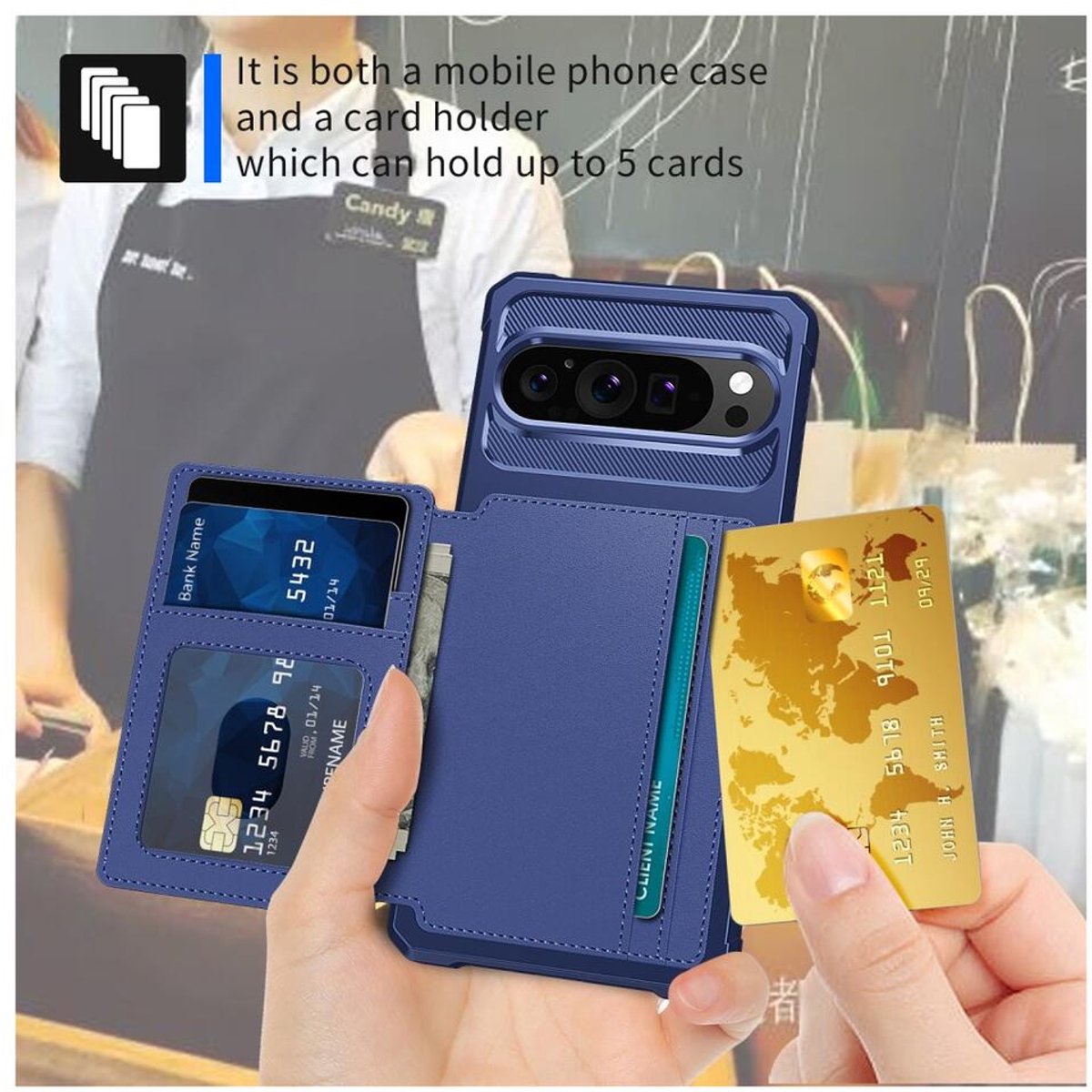 owlhold Google Pixel 10 Hoes/Pixel 10 Pro telefoonhoes Pixel 9/9 Pro telefoonhoes, premium lederen hoes, opvouwbare standaard, beschermhoes, kaartenvak, standaardfunctie, zwart