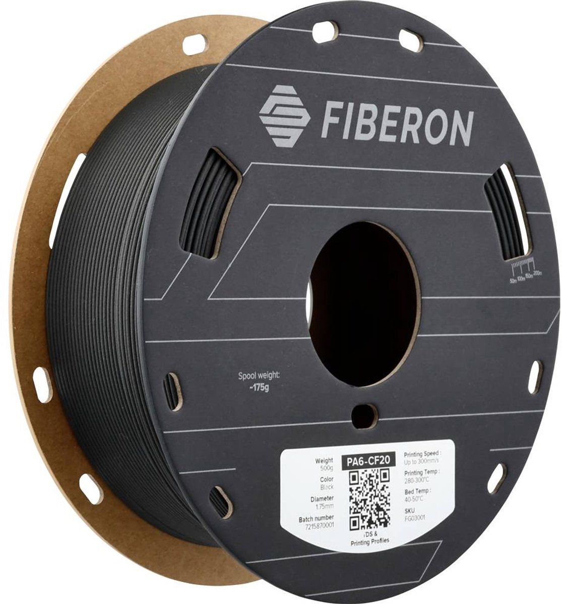 Polymaker FG03001 Fiberon™ PA6-CF20 Filament PA6-CF Koolstofvezelversterkt, Hittebestendig, Niet-trekkend 1.75 mm 500 g