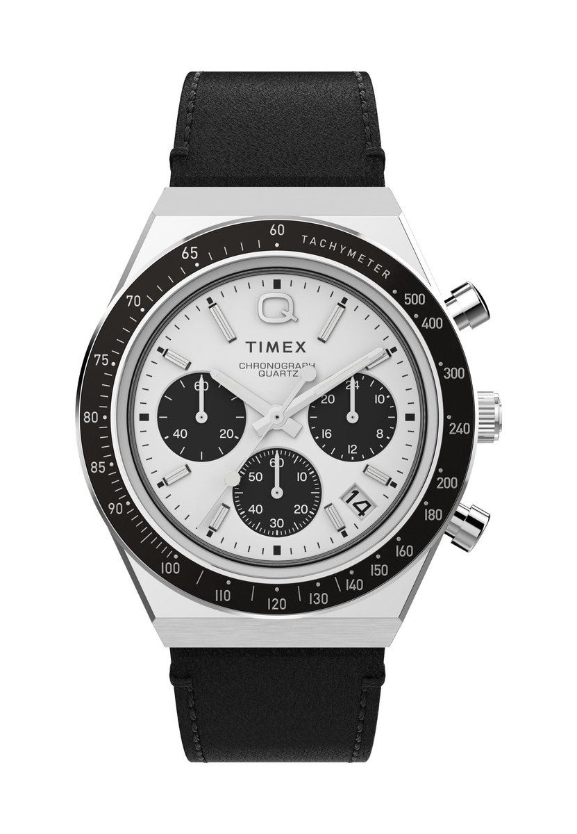 Timex Q Timex Chronograph Watch Zwart Case: 100% Stainless Steel | Armband: 100% Leather 40 TW2W51700AJ, TW2W53400AJ