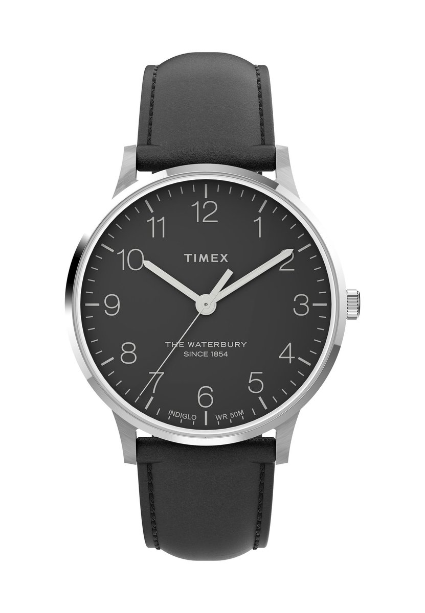 Timex Waterbury Classic Analoog Horloge Zwart Case: 100% Stainless Steel | Armband: 100% Leather 40 TW2V01500AJ