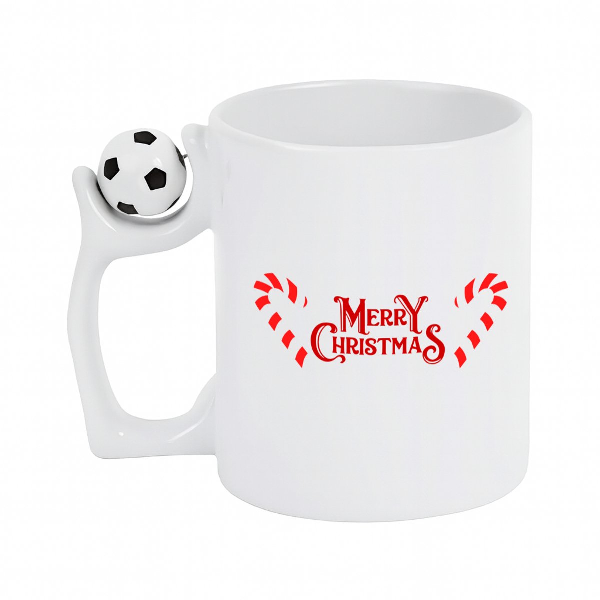 Hacebo® - Kerst merry christmas koffiebeker met voetbal wit - Kerstmis - Kerst beker - thee mok - koffie beker - winter - kerst - christmas - kerst cadeau - koffiemok - 330 ML
