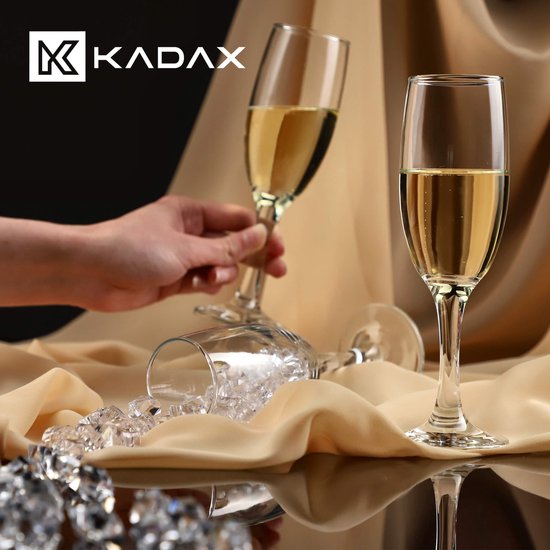 Verres à vin KADAX, verre à vin lavable au lave-vaisselle, ensemble de verres de haute qualité et élégants pour le vin rouge et blanc, verres à vin pour servir le vin et le champagne (6 x 190 ml, pour le champagne)