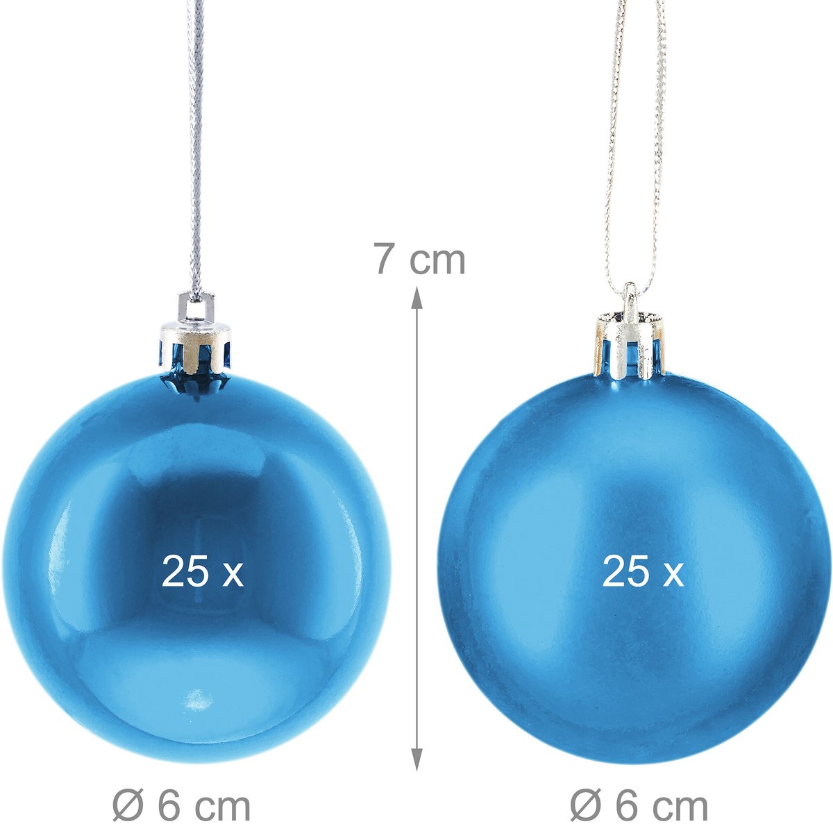 kerstballen set van 50 - Ø 6 cm - glanzend - mat - kunststof - petrol – foto 5