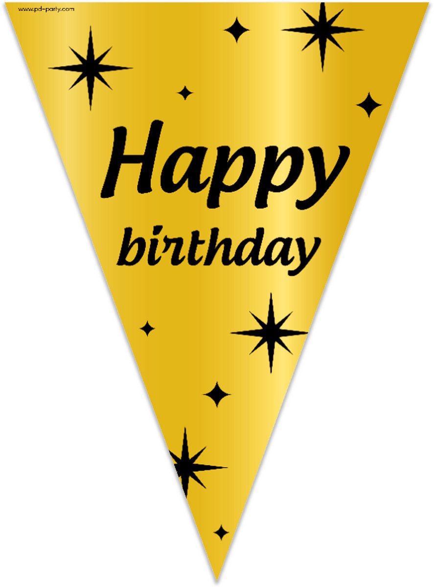 BTH - Slingers - Happy Birthday - Goud en Zwart - Slingers Verjaardag - Vlaggenlijn - Verjaardag Versiering - Verjaardag — afbeelding 6