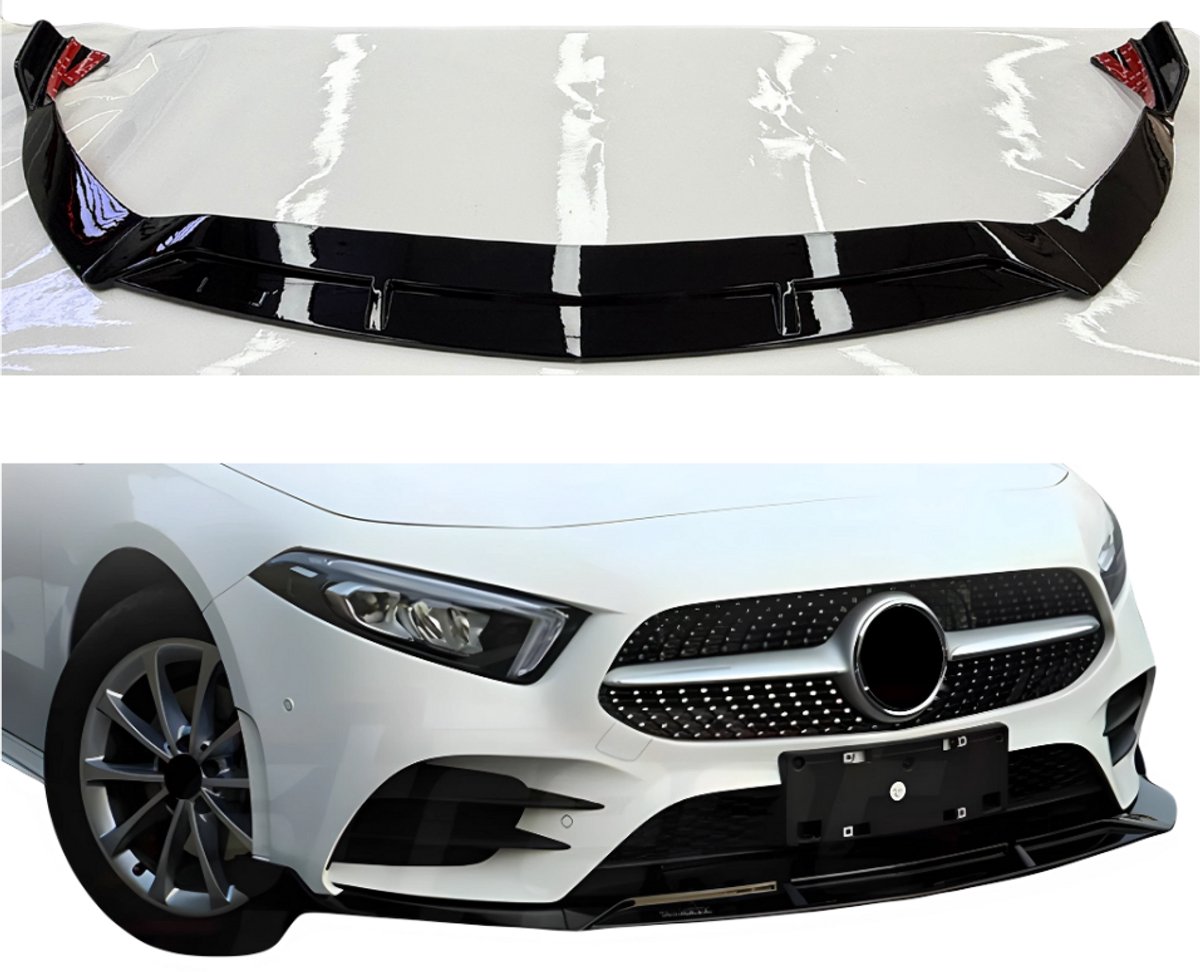 Mercedes A Klasse W177, V177 (2018-2023) Sport Style Front Lip Glans Zwart