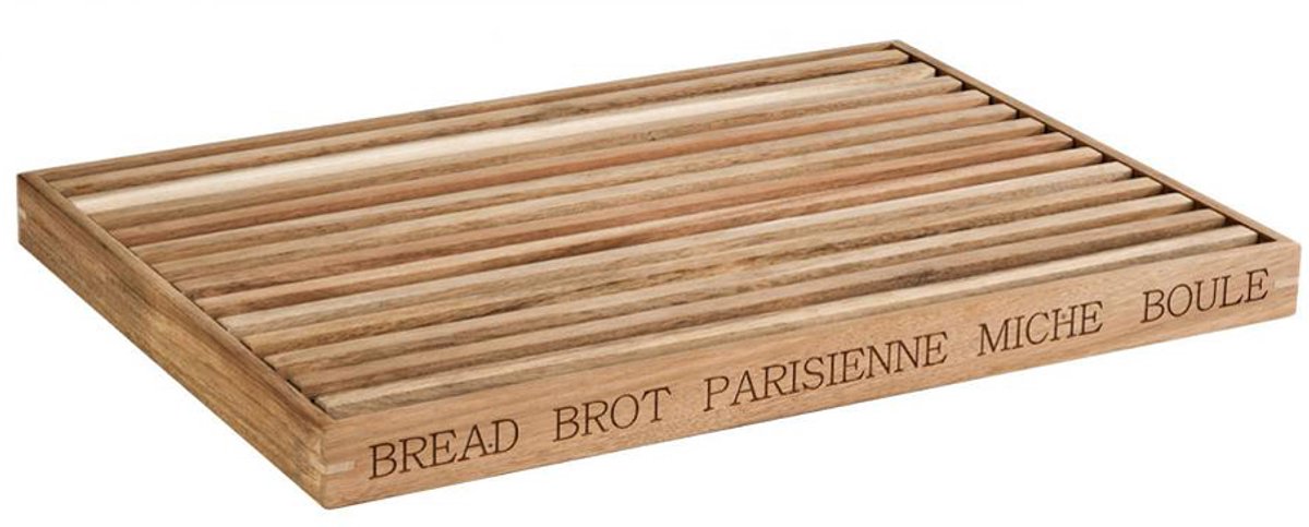 APS-Germany® Houten Snijplank met Opvangbak en Antislip - Broodsnijplank - 48,0 x 34,0 x 3,5 cm - Broodplank - Acacia Hout