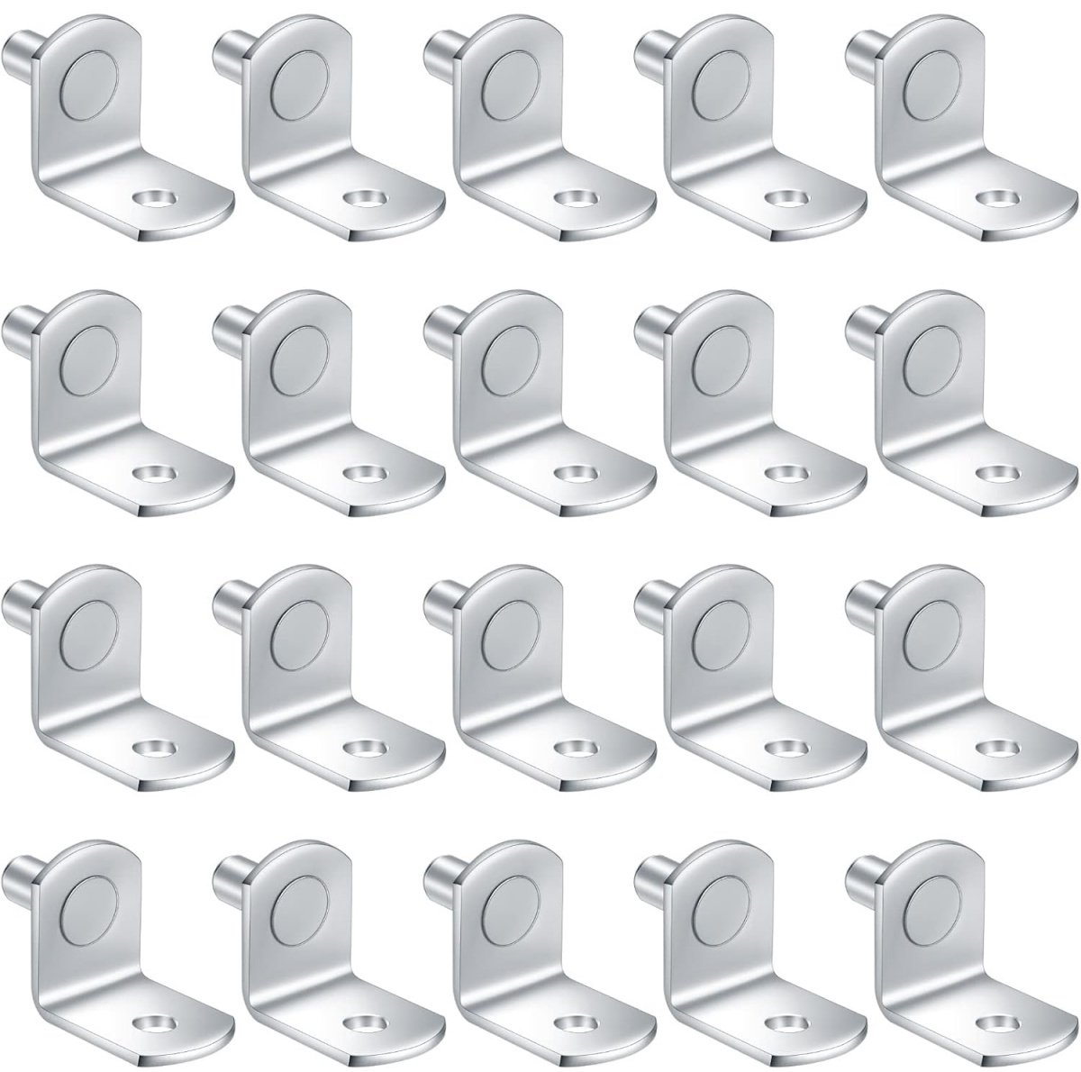 TOVBMUP L-vormige metalen plankdragers - 20 stuks - Plankpennen - Dragers - Plankdragers - Roestvrij staal - Geschikt voor kasten en boekenplanken - 5 mm