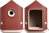 Elho Cosy Bird House and Feeder - Nichoir et Mangeoire pour Oiseaux de Jardin - Plastique 100% Recyclé - L17,6 x l18 x H23 cm - Rouge toscane