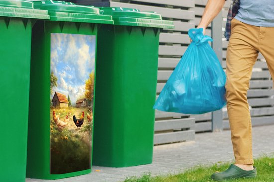 Container sticker Kippen - Landelijke rust - Natuur - 44x98 cm - Kliko sticker