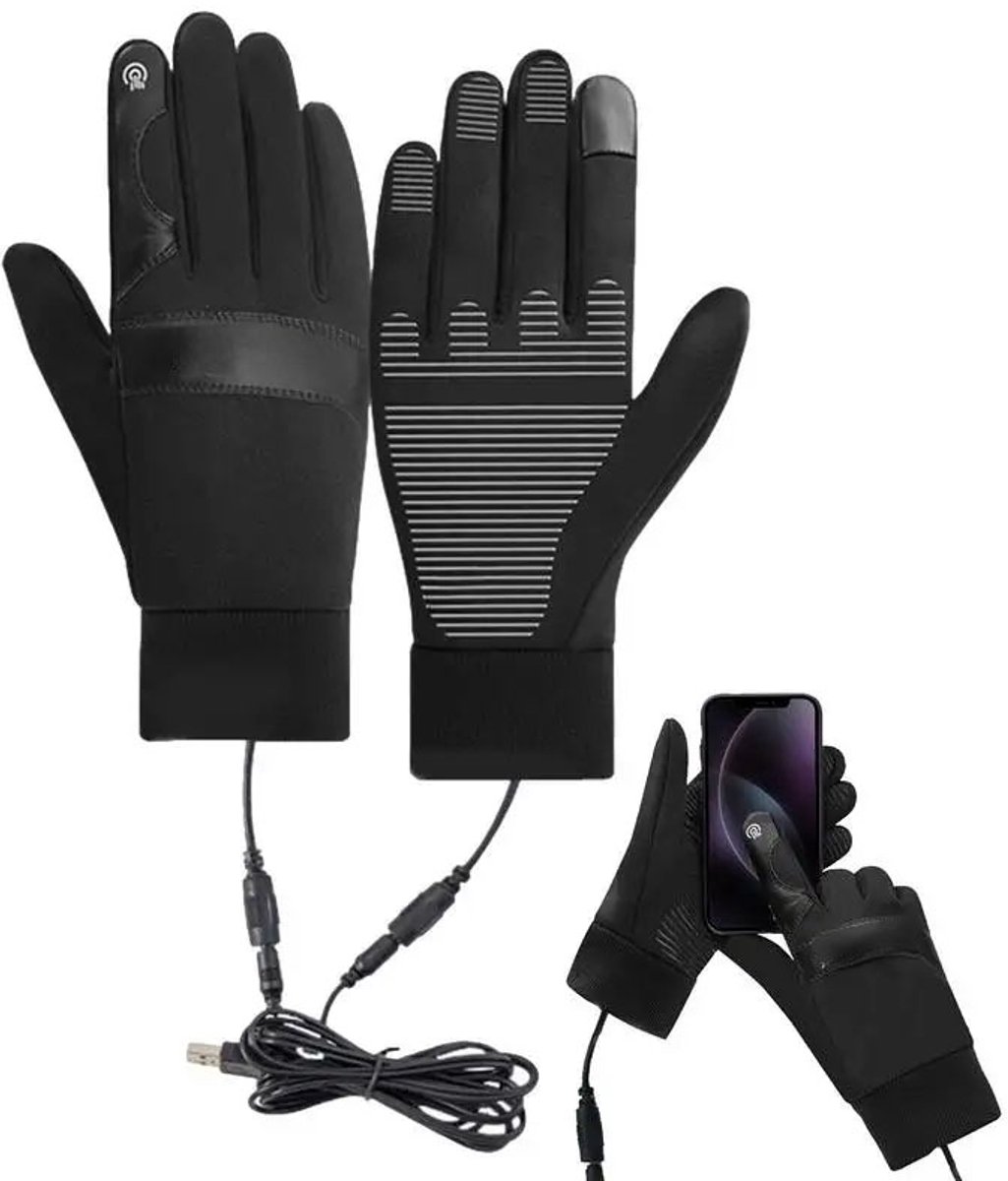 USB verwarmde motorhandschoenen maat L – Waterdichte, winddichte full finger handschoenen met touchscreen – Warme winterhandschoenen voor Motor Scooter Fiets, Winter.