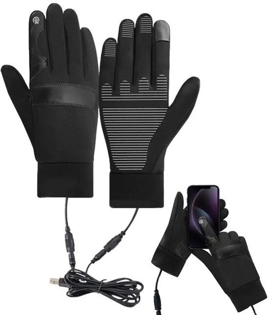 USB verwarmde motorhandschoenen maat L – Waterdichte, winddichte full finger handschoenen met touchscreen – Warme winterhandschoenen voor Motor Scooter Fiets, Winter.