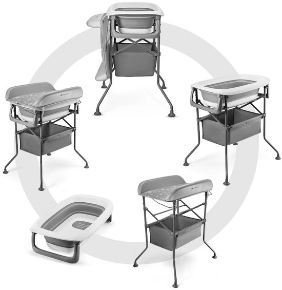 Kinderkraft BUBBLY Multifunctioneel Badje met Verschoontafel op Standaard - 5 Configuraties: Badje, Verschoonmat, Badje op Standaard, Verschoontafel op Standaard & Opgehangen Frames - Stilistisch Grijs van Kinderkraft — afbeelding 2