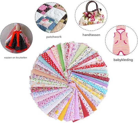 Vitdipy - Tissus en coton - 50 pièces - Paquets de tissus - Imprimé textile patchwork - Tissus carrés - 25x25 cm - Couture artisanale DIY - Vêtements de poupée