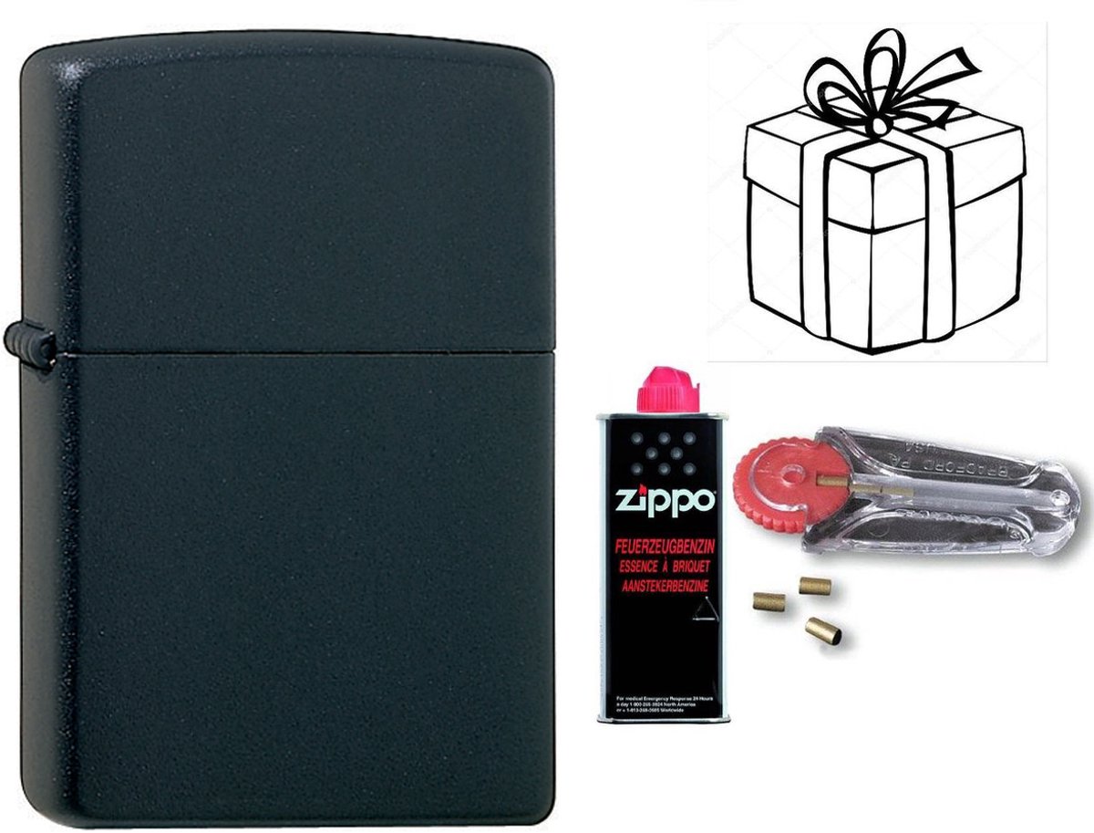 Geschenkset Zippo- ZIPPO met ZIPPO BENZINE en Vuursteentjes-uniek cadeau