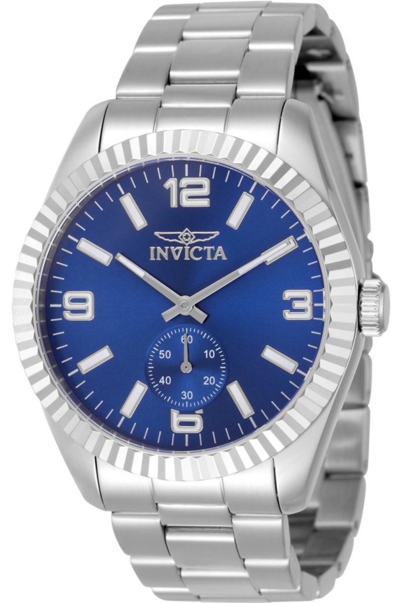 Invicta Specialty 49382 Heren Horloge - Waterdicht - Analoog - Quartz Uurwerk - Roestvrij Staal met blauwe Wijzerplaat - 43mm