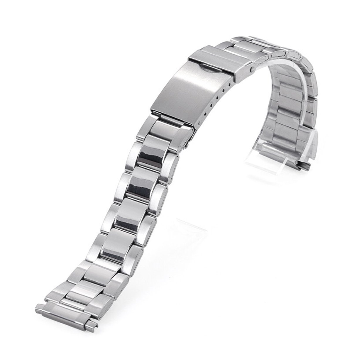 Zilveren roestvrijstalen band met 16-22 mm vouwsluiting als vervangende band