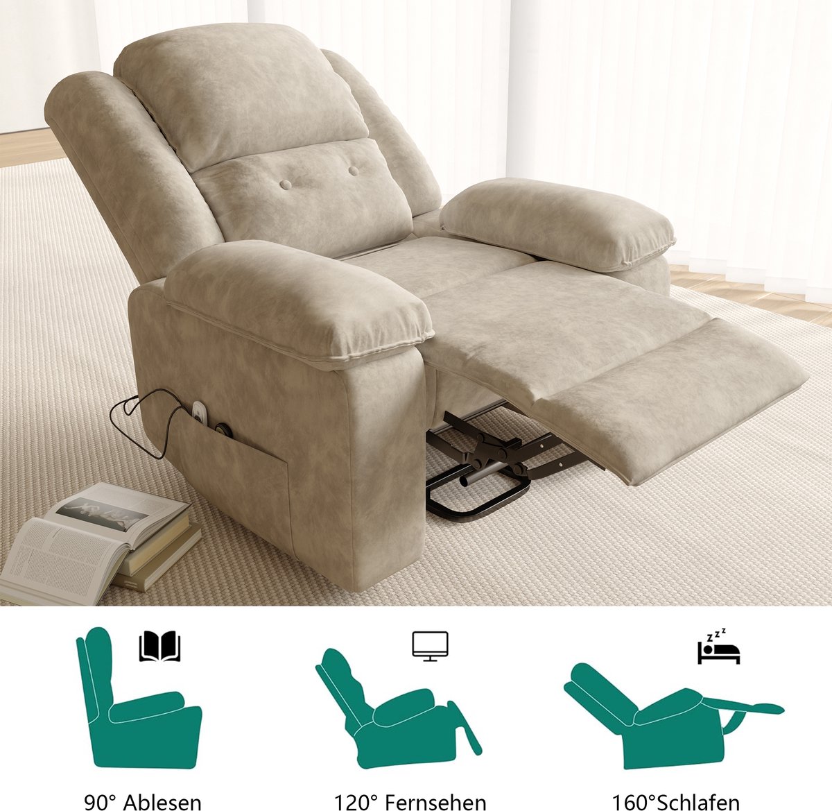 Afbeelding 3 van Elektrische Relaxfauteuil Massage en Verwarming Bruin